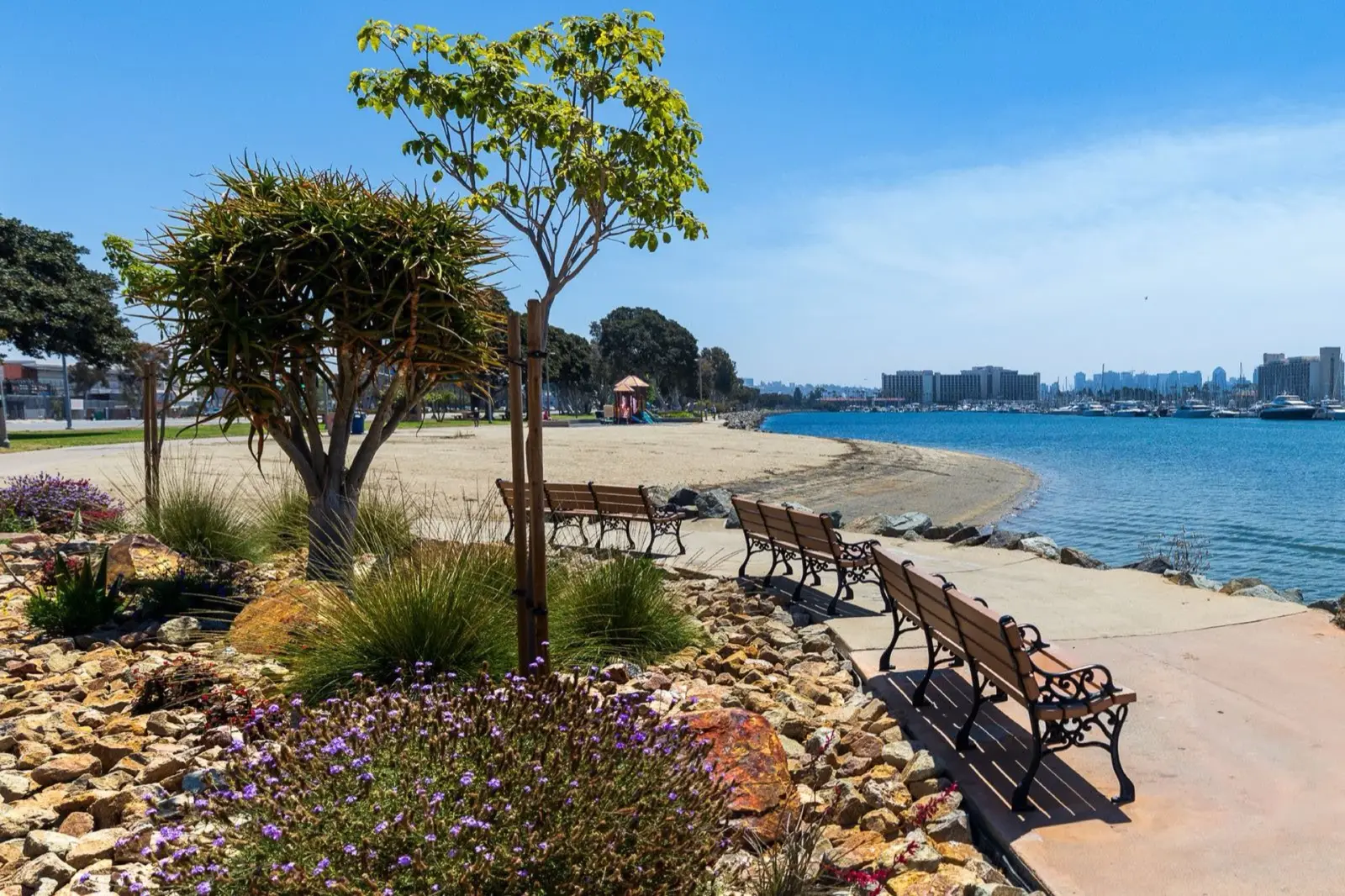 Completed waterfront landscape and pedestrian improvements along San Diego Bay