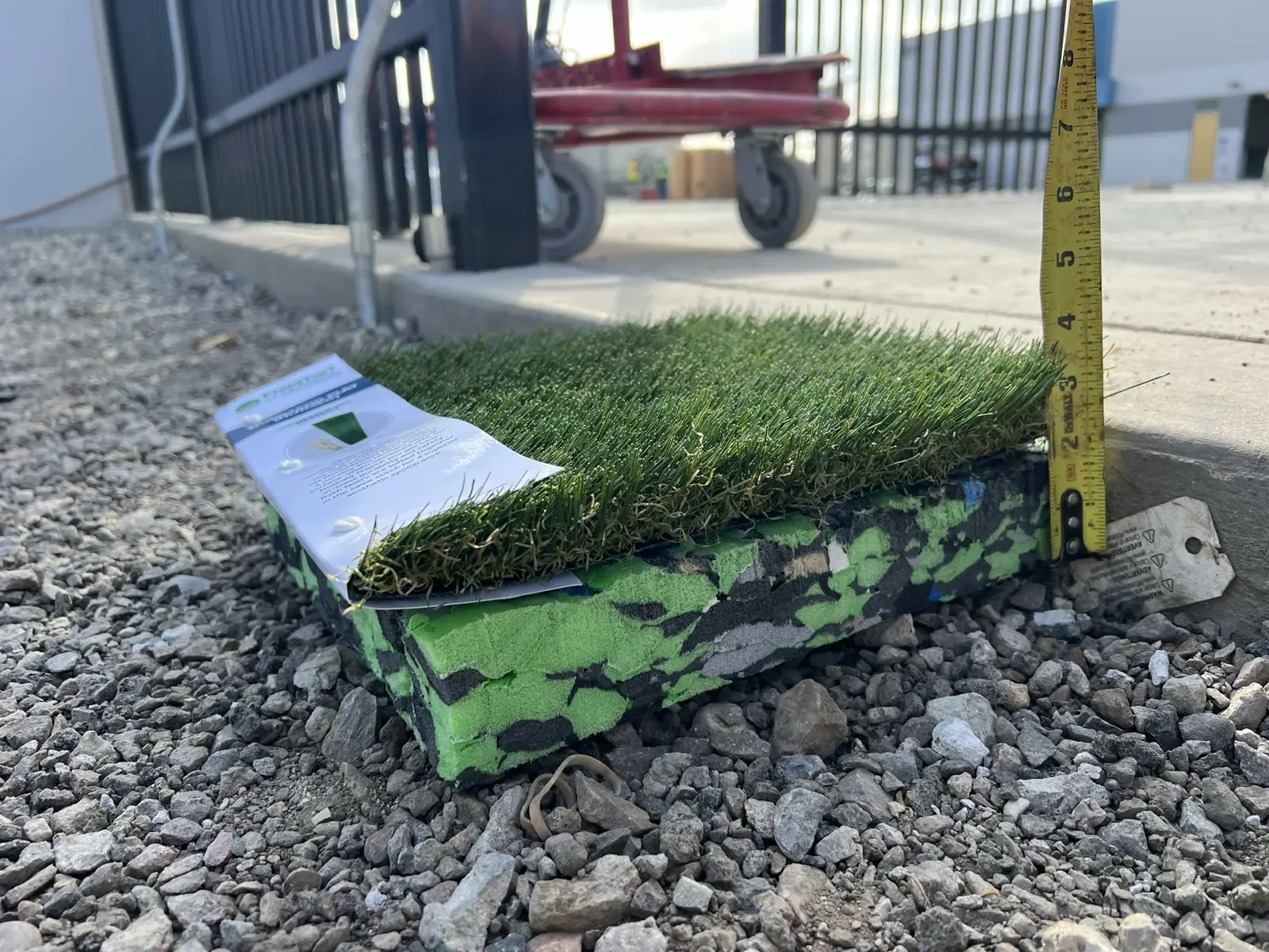 Synthetic turf system detail measured during installation